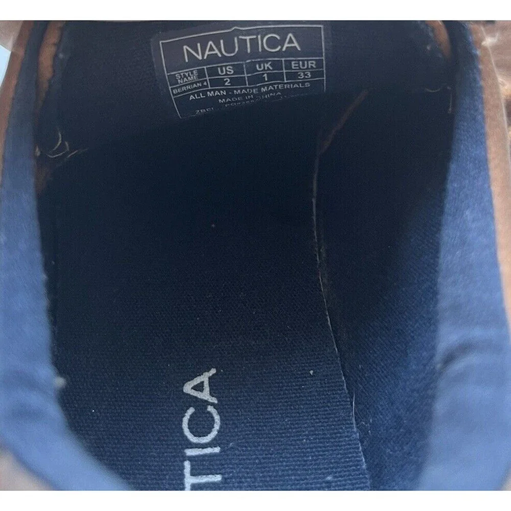 Nautica ZBEI Nautica Boys Youth Brown Loafers Boat Deck Shoes Size 2